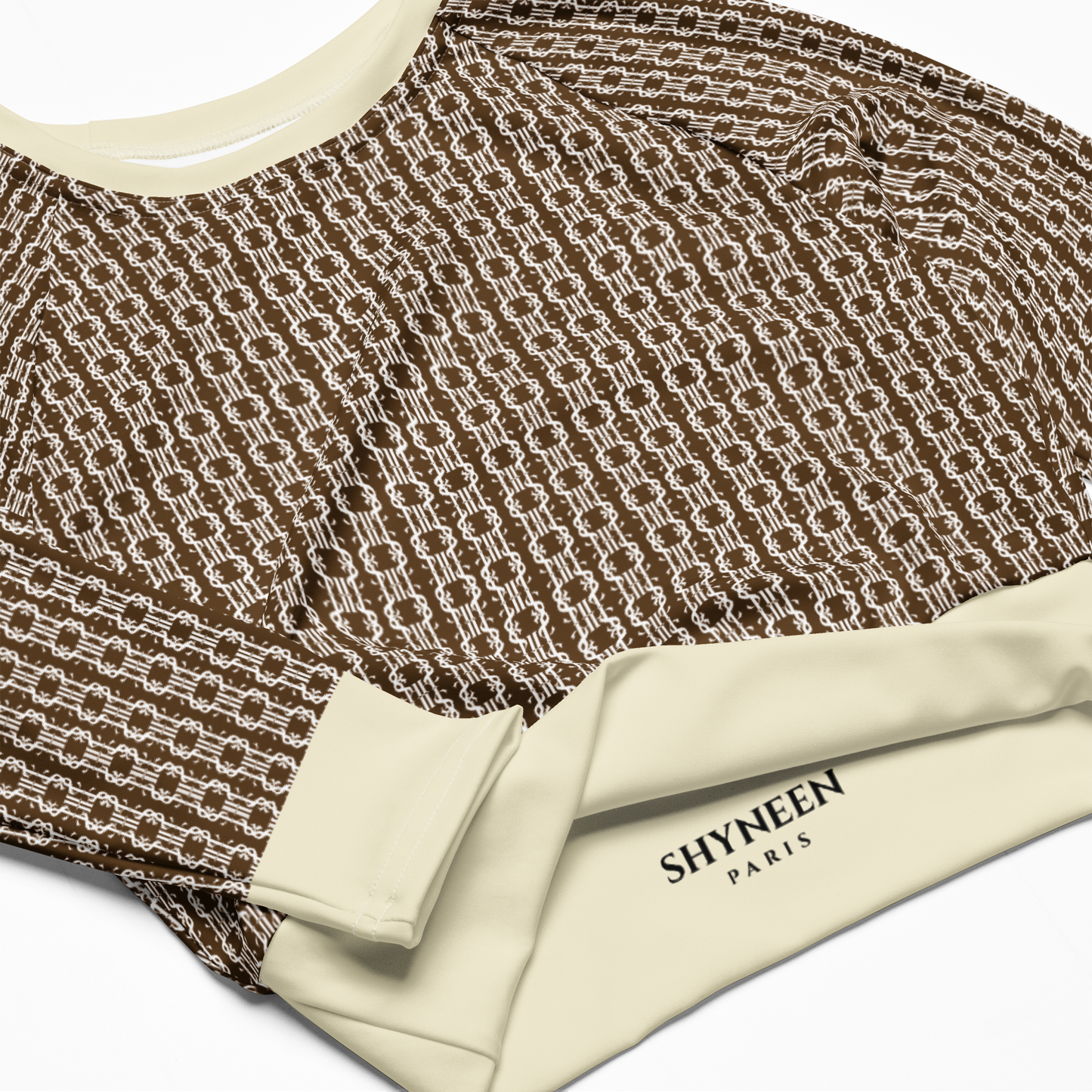 BROWN MONOGRAM CROPPED LONG SLEEVE