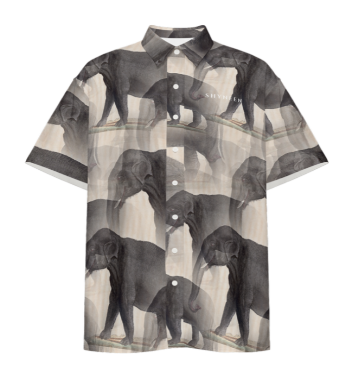 ELEPHANT PATTERN BOWLING SHIRT