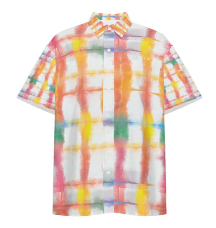 DYE-TIE COLORED BOWLING SHIRT